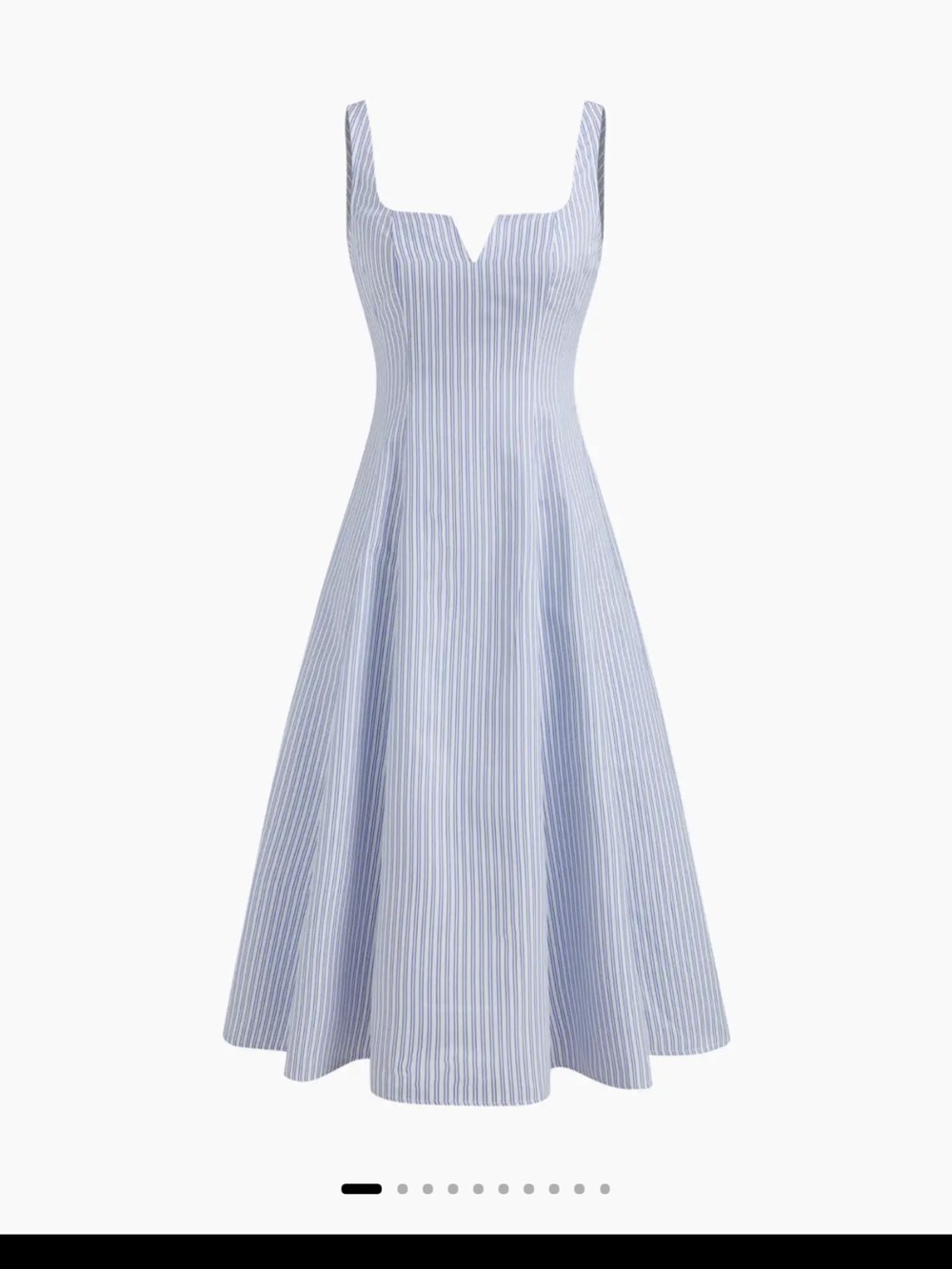 Cider Light Blue & White Striped Midi Fit-and-Flare Dress - Picture 1 of 12